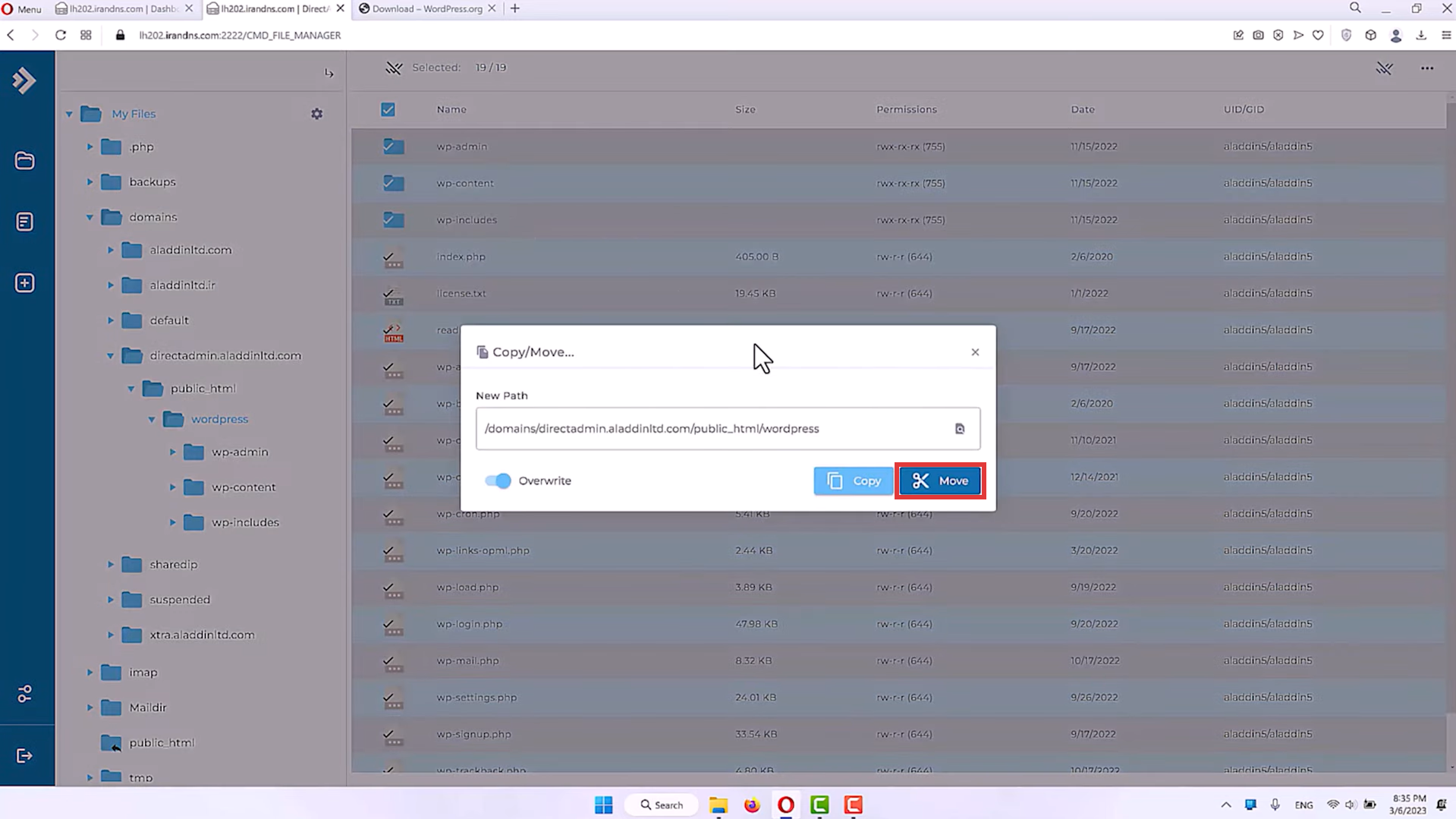 جلسه اول - نصب وردپرس 7 انتقال محتویات پوشه وردپرس به public html
